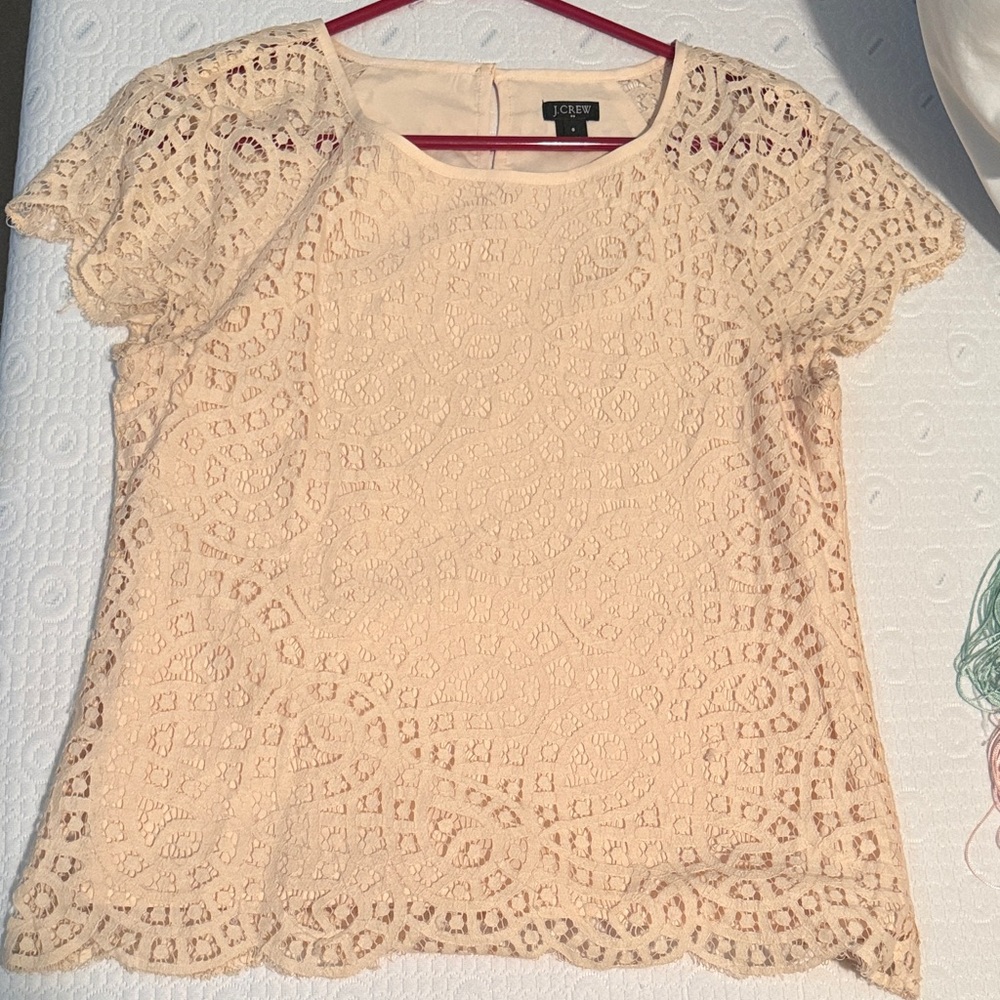 J. Crew Women's Beige Lace Blouse